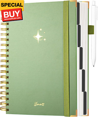 Leather Spiral Notebooks for Work Thick 5 Subject Notebook College Ruled with Di-image