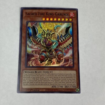 yugioh Sacred Fire King Garunix SR14-EN001 Fire Kings Structure Deck 1st Edition-image