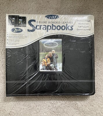 Memory Stor Deluxe Bonded Leather Scrapbooks 2 Pack 12 x 12 Pls Read-image