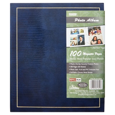 Pioneer Photo Albums 100 Magnetic Page 3-Ring Photo Album, LM-100 Navy Blue, New-image