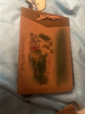 Leather Bound Photo Album Yosemite Hand-Painted Picture On The Front-image