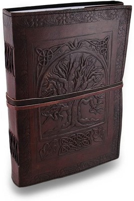 Tree of Life Antique Looking Genuine Leather Blank Book Bound Journal Diary Note-image