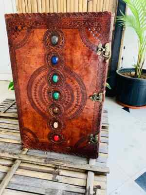 New Handmade World Leather Journal Writing Notebook Bound Notepad 22X14 inch-image