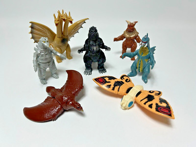 Vintage BANDAI 1992 Godzilla King Ghidorah Mini Sofubi Vinyl Figure Set of 7-image