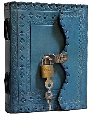 Habeeb Bags Antique Handmade Leather Bound Journal Regular Diary With Lock & Key-image