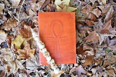 Leather Bound BOOK OF SHADOWS Ankh Notebook, Grimoire, Journal or Diary-image