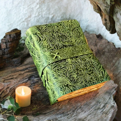 Leather bound vintage leather junk journal gifts for him her-image