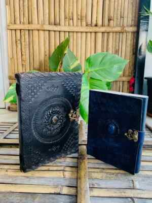 Goat Handmade Leather Journal beautiful Stone with Free Christmas present-image