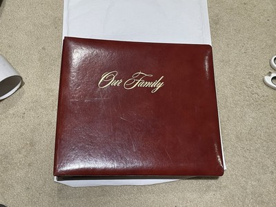 Our Family Portraits Photo Album Scrapbook Leather Bound Vintage-image