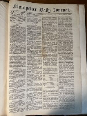 1876 Montpelier Vermont Daily Journal; Newspaper-image