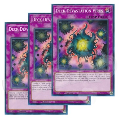 Yugioh - Deck Devastation Virus x 3 - 1st Edition LP - Plus Free Holo Card-image
