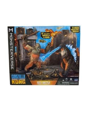 Monsterverse City Battle Godzilla vs Kong Figures & Diorama Set Hollow Earth New-image