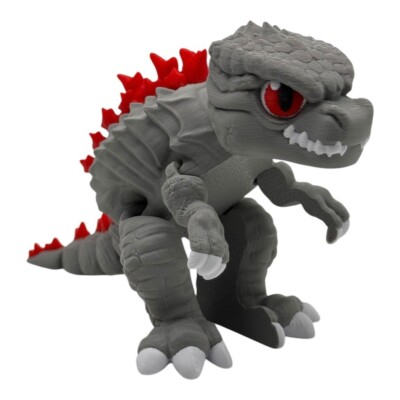 3D Printed Articulating Crimson Spiked Godzilla Figurine - 7