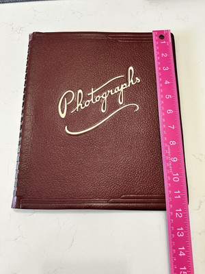 Amfile No 960 Maroon VTG Spiral Bound Faux Leather Photographs Album NOS  CLEAN-image