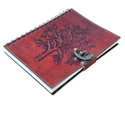 Red Color Spiral Bound Leather Diary Journal with Metal Closure | 100 Pages |-image
