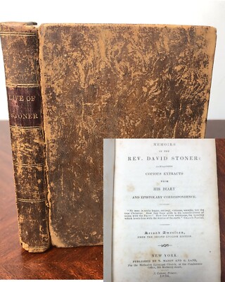 Memoirs of Rev. David Stoner, 1836 Diary Antique Christian Methodist Leather HC-image