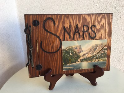 Vintage Rustic Snaps Wood Photo Album Lake Scenery -image