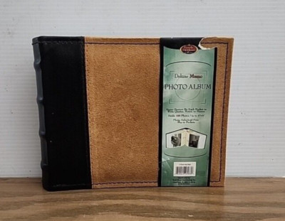 Family Heirloom Collection Faux Leather & Suede Black Photo Album Vintage NEW-image