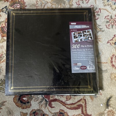 Pioneer 300 Pocket Post Bound Black Leatherette Cover Photo Album for 4