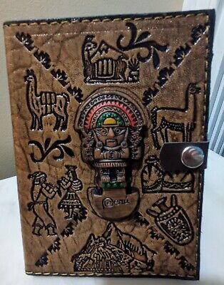Notebook Diary Peruvian Arequipa Leather Bound Blank Handmade Llamas (V1)-image
