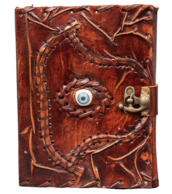 Genuine Leather Vintage Hocus Pocus Diary Spell Evil Eye Journal Brown Book-image