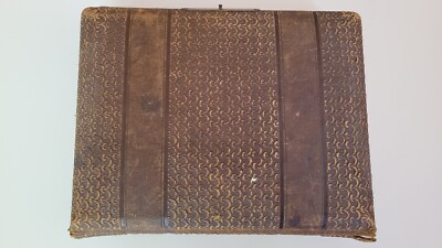 Antique Leather Bound Photo Album with 30 Photos-image