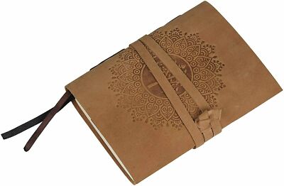 Handmade Leather Journal Notebook Mandala Tree Engraved Diary Bound Writing Book-image