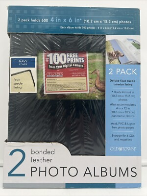 NEW Old Town Premium 2-pack Bonded Navy Blue Leather Photo Albums - 600 photos-image