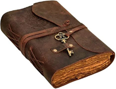 Leather Journal - Antique Leather Bound journal with deckle edge paper Diary - L-image