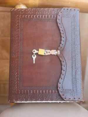 expandable Binder Folder Leather 10X13 Triple Moon Folder stone Best Gift-image