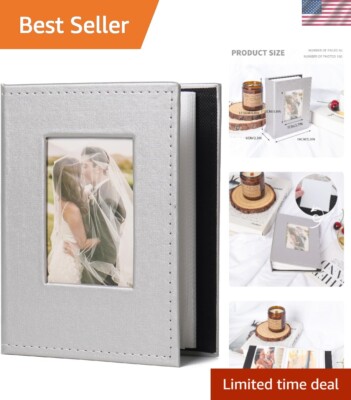 Premium Faux Leather Photo Album with Front Window - 100 Pockets for Memories-image