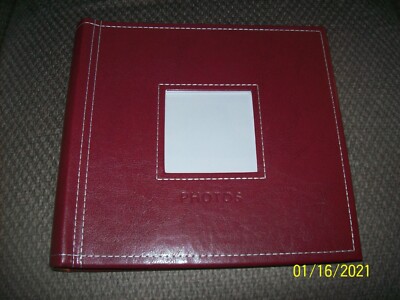 Unbranded 9x9 Embroidered Stitched Maroon Leatherette Photo Album-image