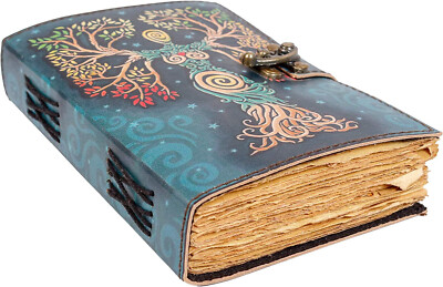 Vintage Leather bound Journal Antique Handmade Paper Notebook Diary Sketchbook-image