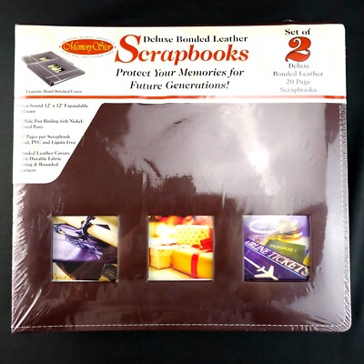 NEW 2-Pack MemoryStor Bonded Leather Scrapbook Albums 12