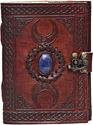 Handmade Vintage 3 Moon Blue Lapiz Embossed Vintage Leather Journal of Antique1-image