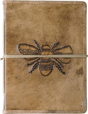 Leather Bound Journal Featuring an Intricate Debossed Bee Design on the Front Co-image