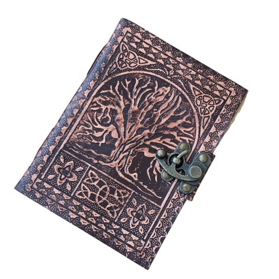 Antique Leather Journal Diary With Metal Closure | Life's Tree | 120 Pages |-image