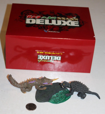 RARE 1996 Iwakura Deluxe Gamera Vs Barugon Figure Set Resin Cast Kaiju HTF NICE-image