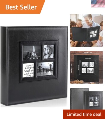 Black Leather 500 Photos Album - Exquisite Gift for Weddings and Family Events-image