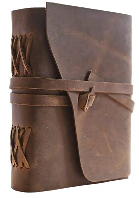  Leather with Handmade Antique Brown Bound Notepad (Brown) US-image