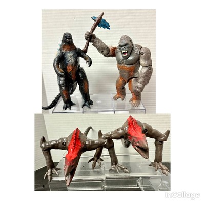 Godzilla vs Kong Monsterverse Godzilla Kong & Skull Crawlers Figures Lot Of 4-image