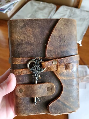 Vintage Leather Journal 200 Handmade Vintage Deckle Edge Paper Key Closure Brown-image