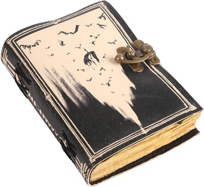 Book of Spells Leather Bound Journal Deckle Edge Paper Grimoire Printed Diary T-image