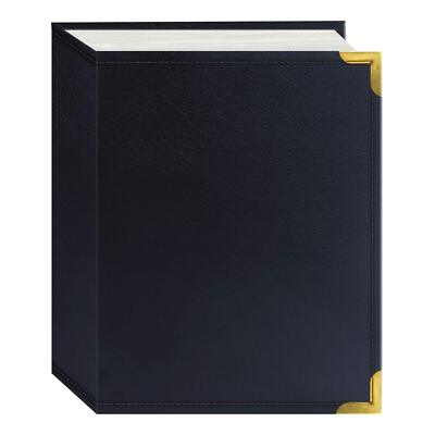 Oto Albums E4100/nb 100 Pocket Navy Blue Sewn Leatherette Cover With Brass Corne-image