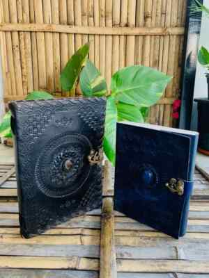 Goat Handmade Leather Journal beautiful Stone with Free Christmas present-image
