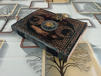 Vintage Leather Bound Journal Antique Handmade Paper Notebook Blank Travel Diary-image