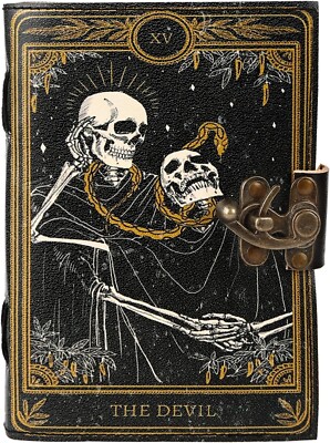 Book of Spells Leather Bound Journal Deckle Edge Paper Grimoire Printed Diary-image