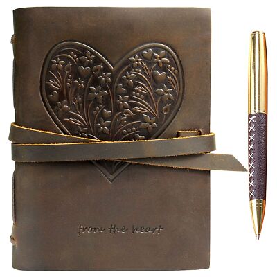 Sovereign-Gear Leather Bound Journal for Women, Handmade Gift Set with Heart ...-image