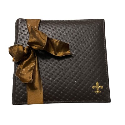 Vintage Faux Leather 9”x 9” Decorated 200 Album Pictures  4x6 Horizontal Memo-image