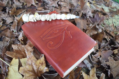 Medium Leather Bound Book of Shadows EYE OF HORUS Journal, Grimoire or Diary-image